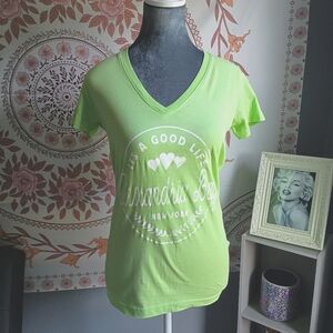 "It's A Good Life" Alexandria Bay Shortsleeve Tee Green And White